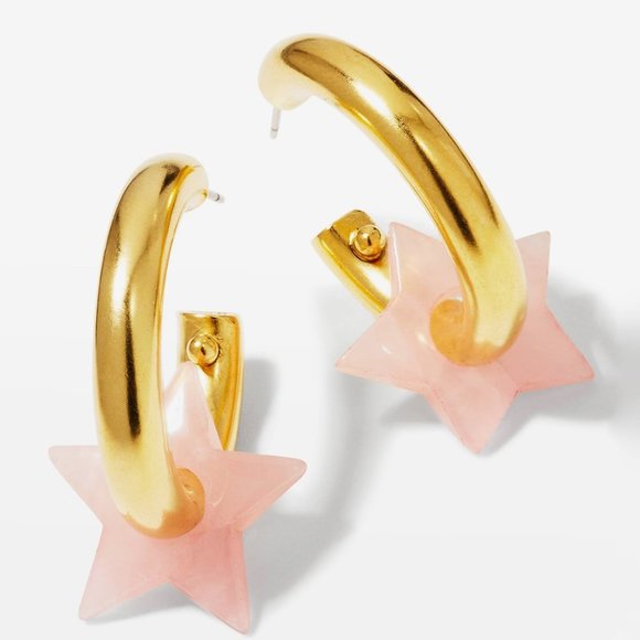 BRINKER & ELIZA Starland Hoop Rose Quartz Earrings - Picture 1 of 9